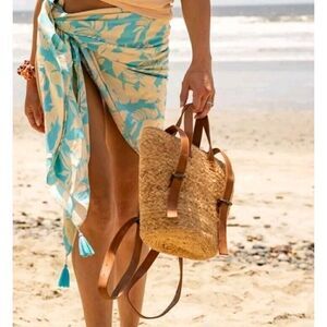Xix Palms The Shorebreak Picnic‎ Hemp Straw Bag Backpack